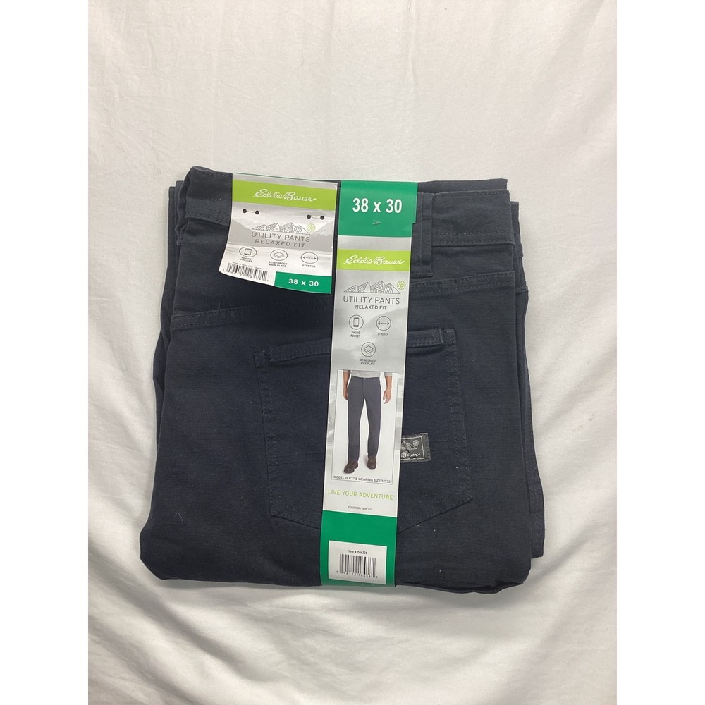 Eddie Bauer Mens Utility Pants 38x30 Storm Gray Relaxed Fit Stretch 1566224 NWT